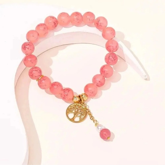 Pink Tree Life Beads Bracelet - Picture 2 of 5